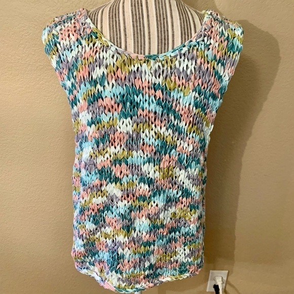 NEW Ocote Braided Top XS /S Pastel Multicolor Cotton/Poly Sleeveless Knit Design - Picture 4 of 13